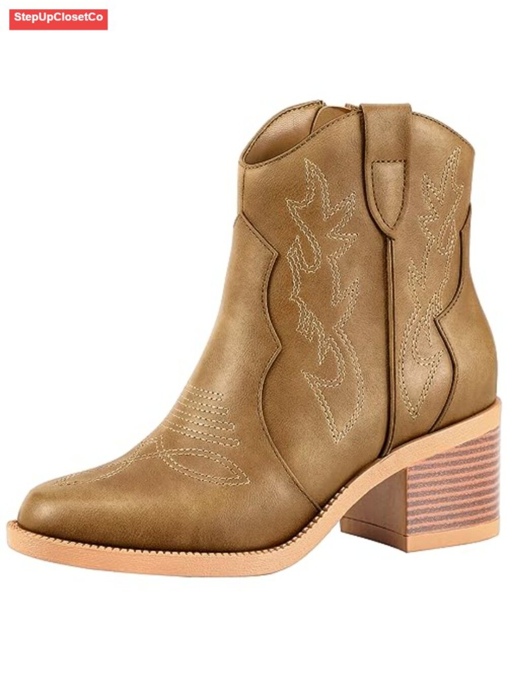 Women's Embroidered Western Cowboy Boots Cowgirl Round Toe Short Ankle Boots